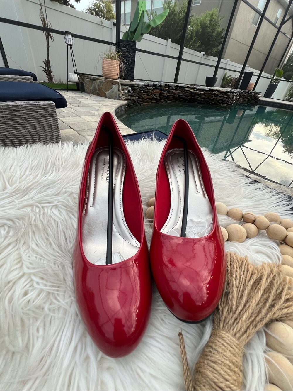 comfort plus by Predictions Red Patent Round-Toe Pumps